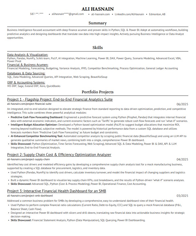 Preview of resume page 1